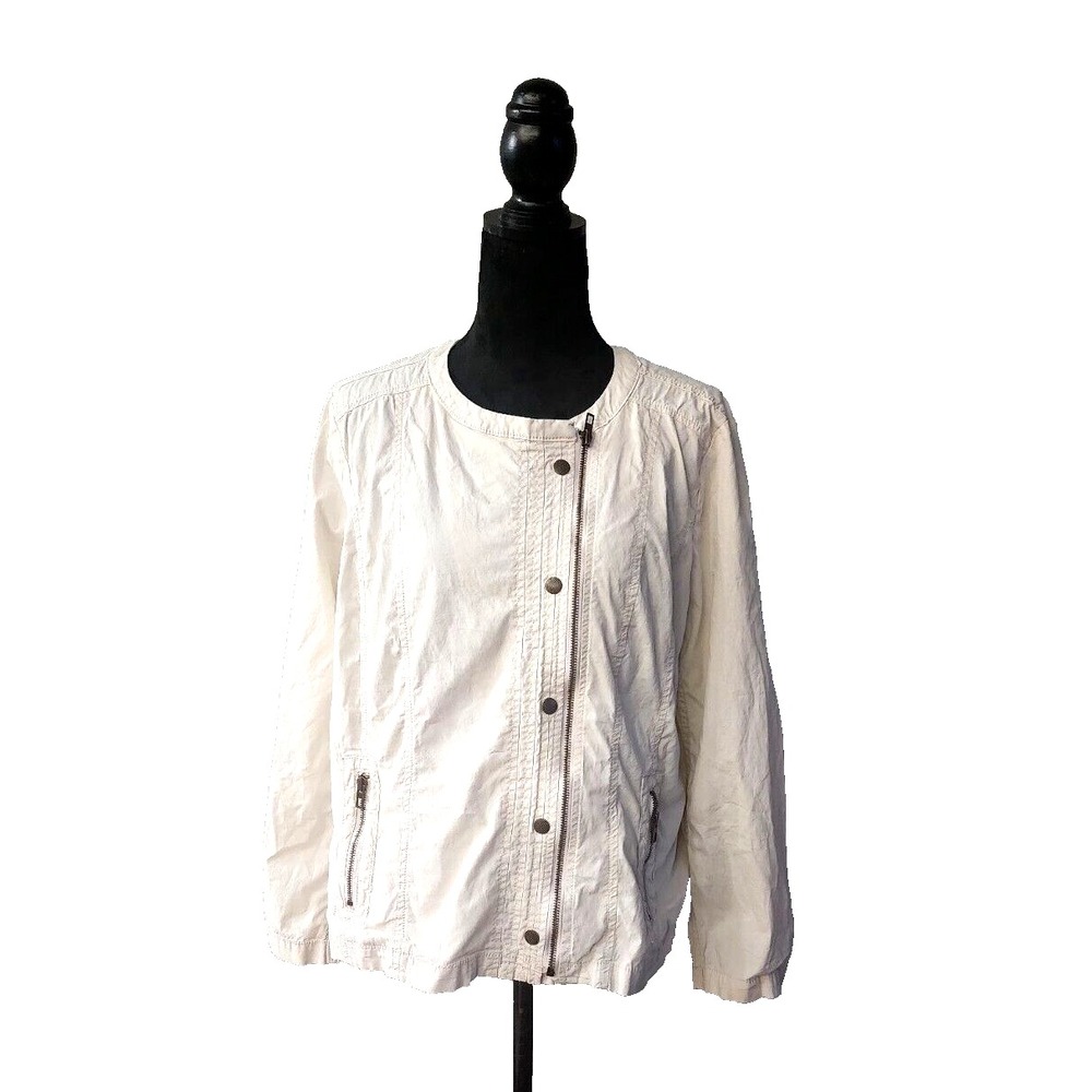 Chico's‎ Women's Beige Side Zipper Jacket Size 2-Larger